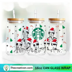 The Creativen 24 BTS Band Christmas 16oz Libbey Glass Can Tumbler Sublimation Design - Design Digital Download PNG