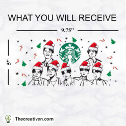 Alternative view of BTS Band Christmas 16oz Libbey Glass Can Tumbler Sublimation Design