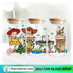 The Creativen 24 Toy Story Christmas Coffee Drink 16oz Libbey Glass Can Tumbler Sublimation Design - Design Digital Download PNG