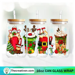 Christmas Coffee Drink 16oz Libbey Glass Can Tumbler Sublimation Design - Design Digital Download PNG