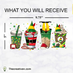 Elf Christmas Coffee Drink 16oz Libbey Glass Can Tumbler Sublimation Design - Design Digital Download PNG