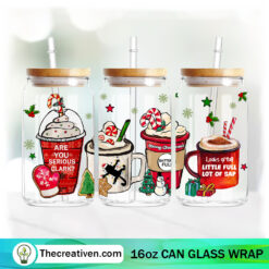 Christmas Coffee Cup 16oz Libbey Glass Can Tumbler Sublimation Design - Design Digital Download PNG