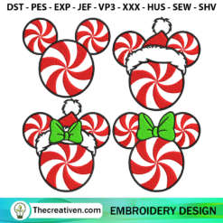 Christmas Candy Mickey Mouse Embroidery Design