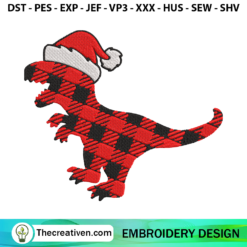 Dinosaur Buffalo Plaid Embroidery Design