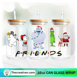 Friends Christmas 16oz Libbey Glass Can Tumbler Sublimation Design