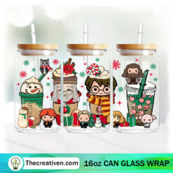 Harry Potter Christmas Coffee Drink 16oz Libbey Glass Can Tumbler Sublimation Design