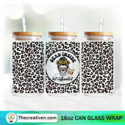 Dead Inside But Caffeinated 16oz Libbey Glass Can Tumbler Sublimation Design