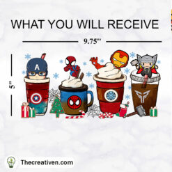 Alternative view of Avengers Chibi Christmas Coffe Tumbler Wrap Download