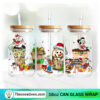 Disney Characters Christmas Coffee Drink 16oz Libbey Glass Can Tumbler Sublimation Design
