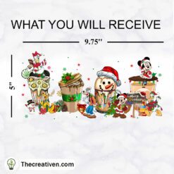 Disney Characters Christmas Coffee Drink 16oz Libbey Glass Can Tumbler Sublimation Design
