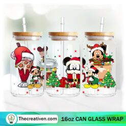 Mickey Mouse Christmas Coffee Drink 16oz Libbey Glass Can Tumbler Sublimation Design