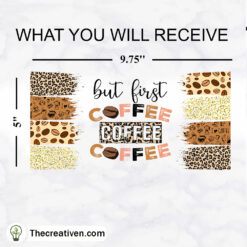 Alternative view of But First Coffee 16oz Libbey Glass Can Tumbler Sublimation Design