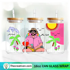 Bad Bunny Summer Vacation 16oz Libbey Glass Can Tumbler Sublimation Design