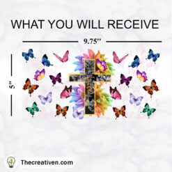 Butterfly And Cross 16oz Libbey Glass Can Tumbler Sublimation Design