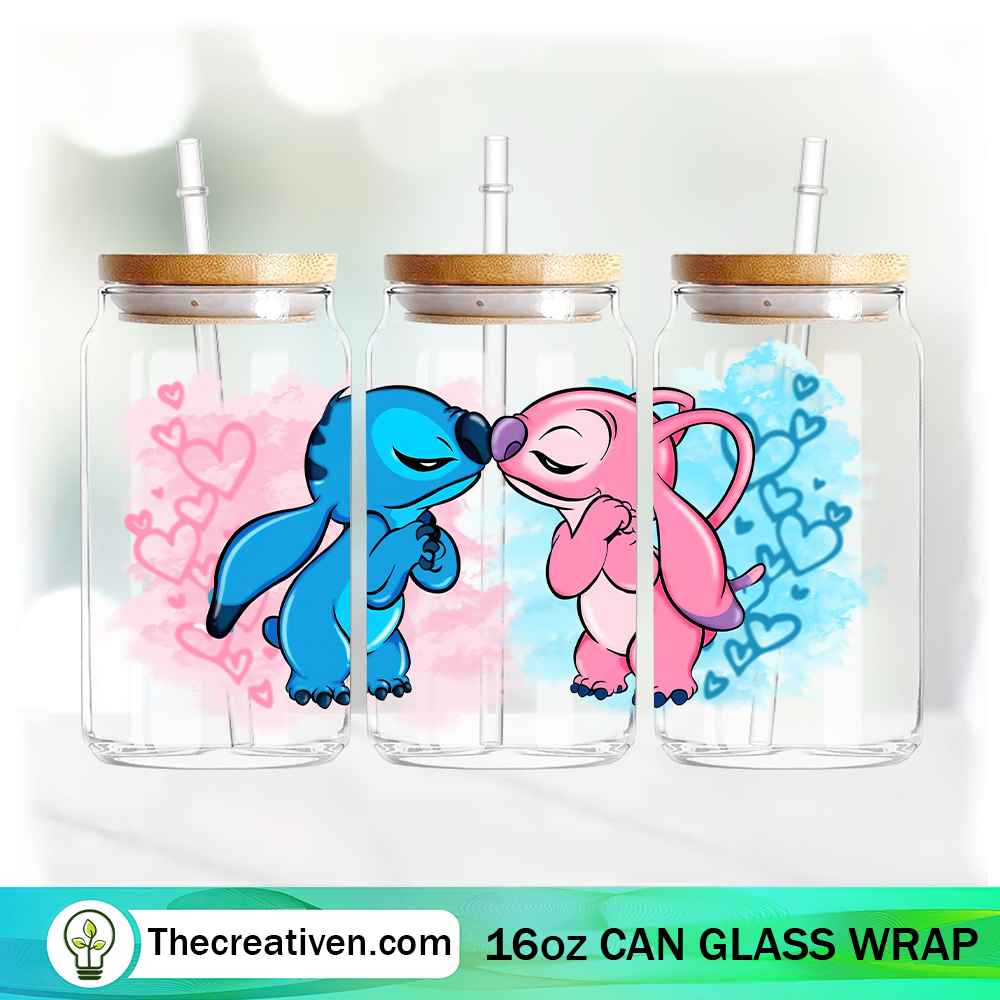 Stitch And Angel Love 16oz Libbey Glass Can Tumbler Sublimation Design 1 Stitch And Angel Love 16oz Libbey Glass Can Tumbler Sublimation Design