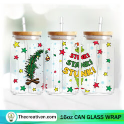 Stink Stank Stunk Grinch Christmas 16oz Libbey Glass Can Tumbler Sublimation Design
