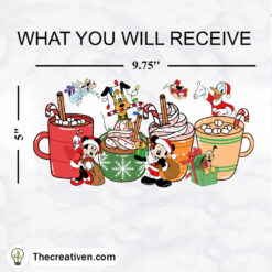 Mickey With Friends Christmas Coffee Drink 16oz Libbey Glass Can Tumbler Sublimation Design