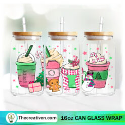 Christmas Starbucks Coffee Drink 16oz Libbey Glass Can Tumbler Sublimation Design