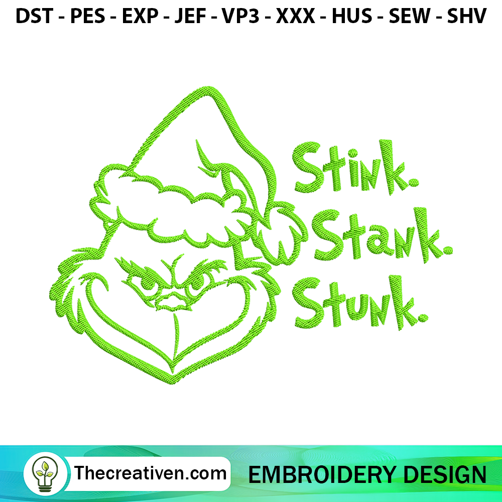 Grinch Face Stink Stank Stunk Embroidery D Embroidery Design 125420 6 Grinch Face Stink Stank Stunk Embroidery Design