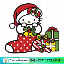 Hello Kitty With Christmas Gift SVG, Kitty Christmas SVG