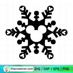 Mickey Head Snowflake SVG, Mickey Christmas SVG