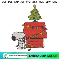 Snoopy Christmas Lights Embroidery Design