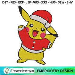 Cute Pikachu Christmas Embro Embroidery Design