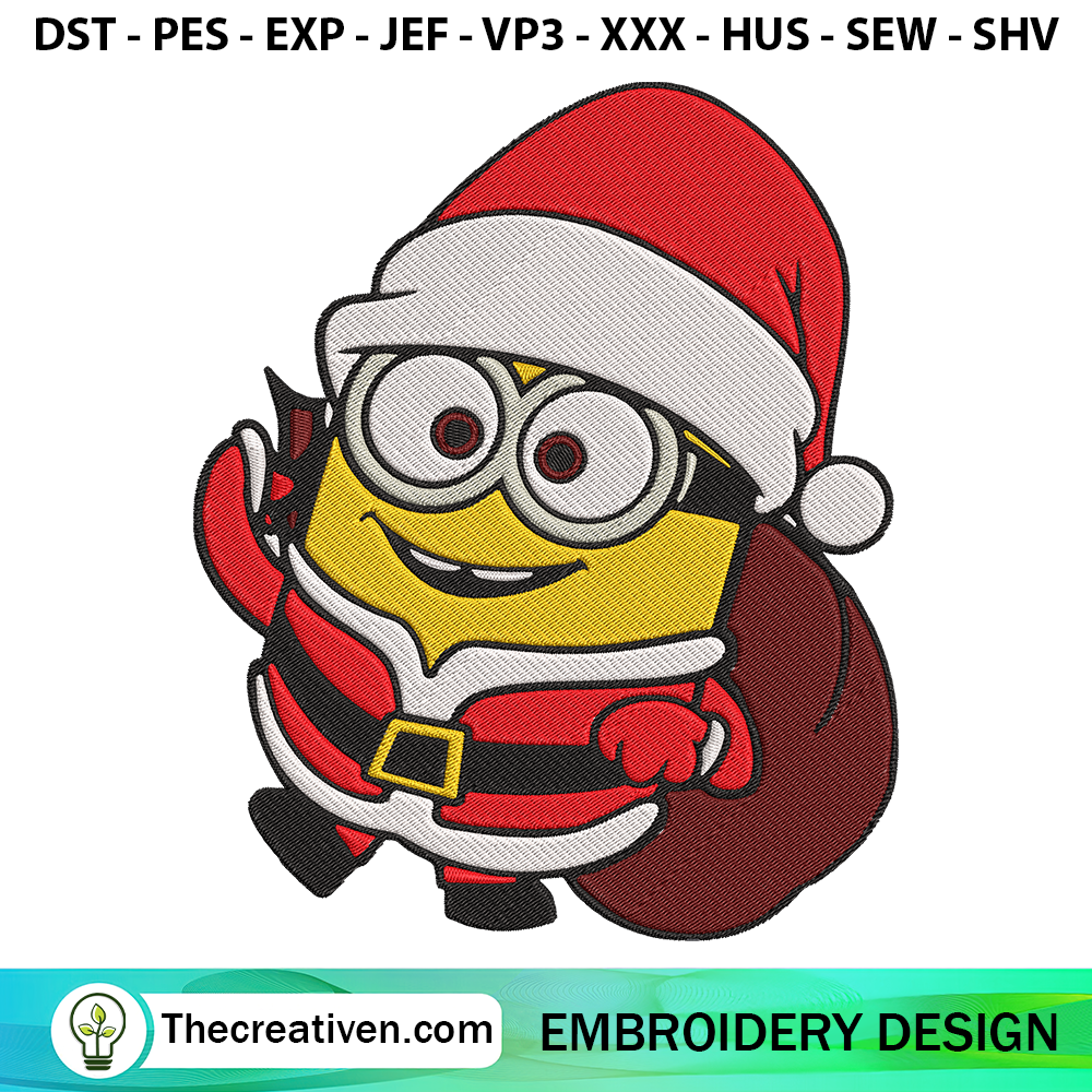 Santa Minion Christmas Embro Embroidery Design 6 Santa Minion Christmas Embroidery Design