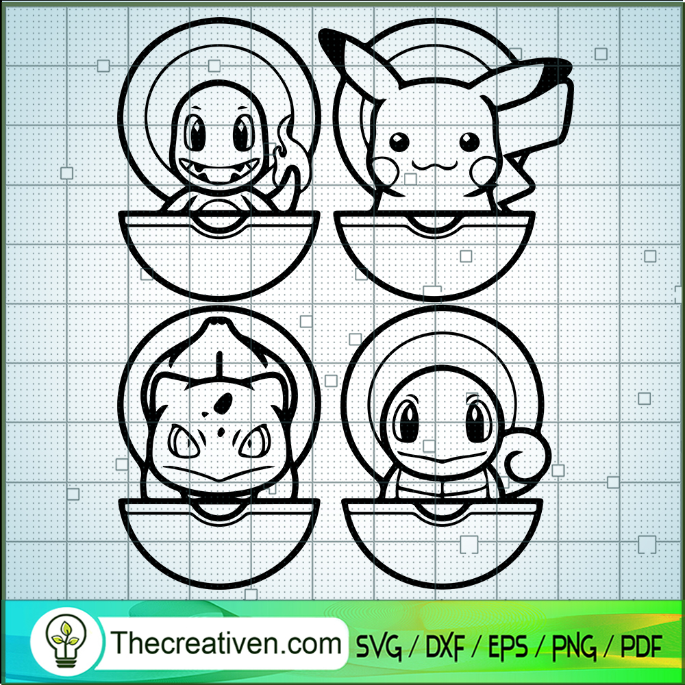 4 Pokemon Cute SVG, Pokemon SVG