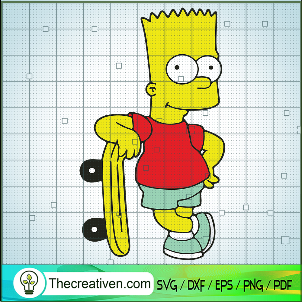 Bart Skateboarding SVG, Simpson Bart SVG