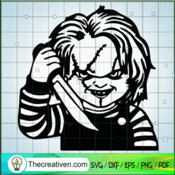 Scary Face Chucky SVG, Chucky With Knife SVG, Horror Movie SVG