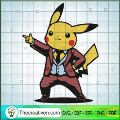 Pikachu Gentlement SVG, Funny Pikachu SVG, Pokemon SVG