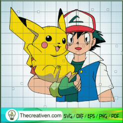 Shatoshi And Pikachu SVG, Pokemon SVG, Anime Cartoon SVG